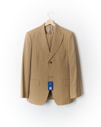 Bertoni Light Brown Pinstripe Straight Leg Wool Suit