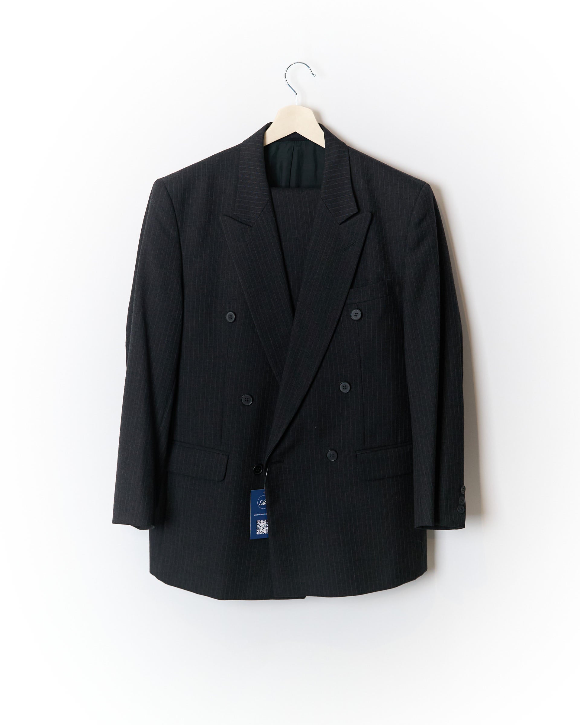 Lui Dark Grey Pinstripe Straight Leg Wool Suit