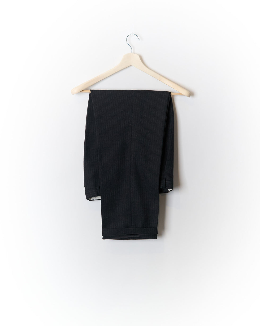 Lui Dark Grey Pinstripe Straight Leg Wool Suit