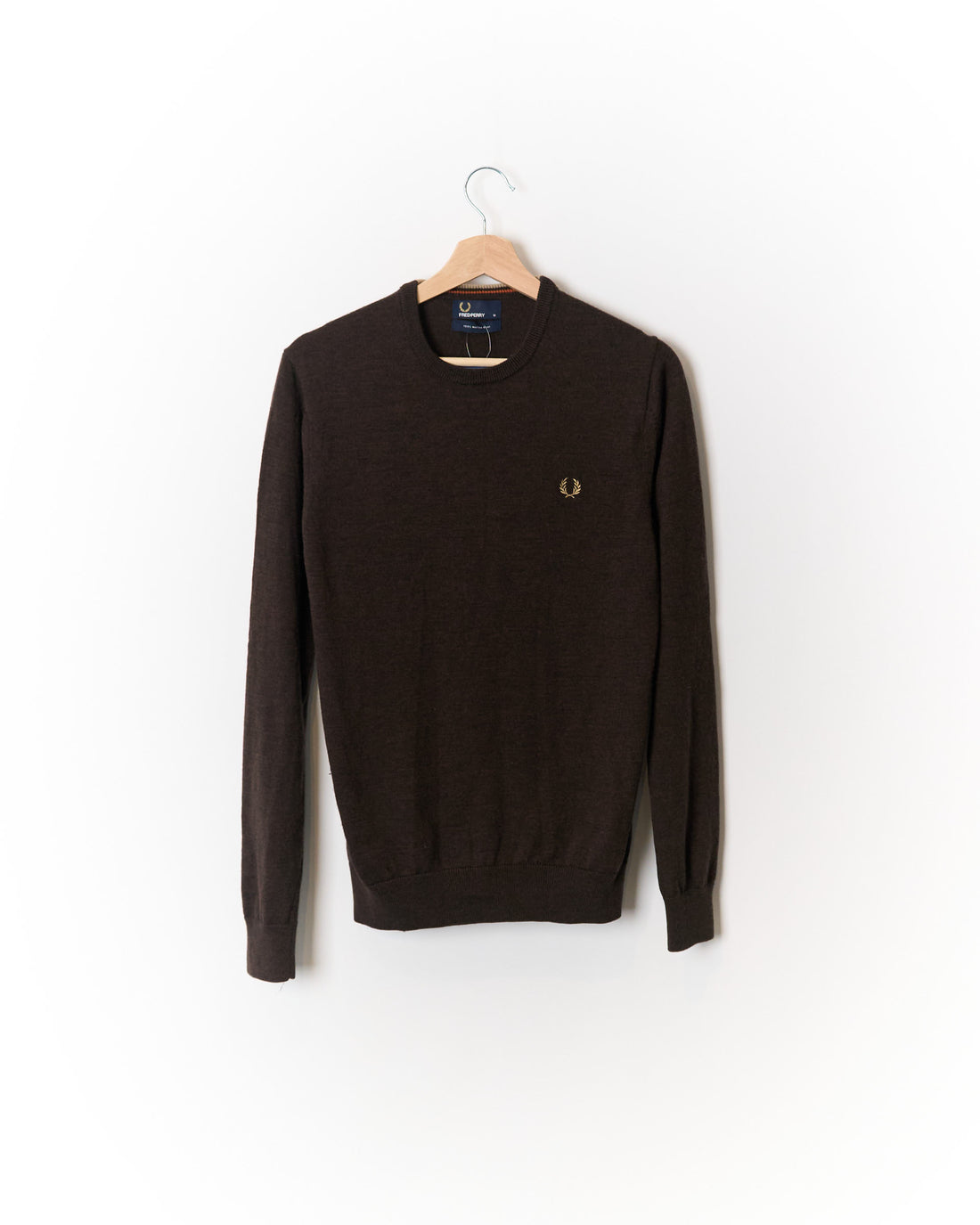 Fred Perry Brown Merino Wool Crew Neck Knit