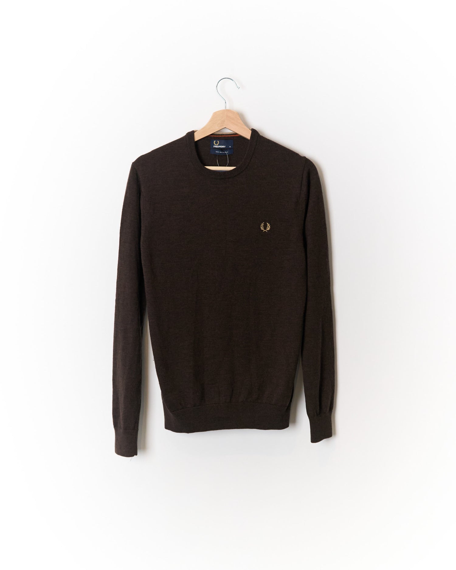 Fred Perry Brown Merino Wool Crew Neck Knit