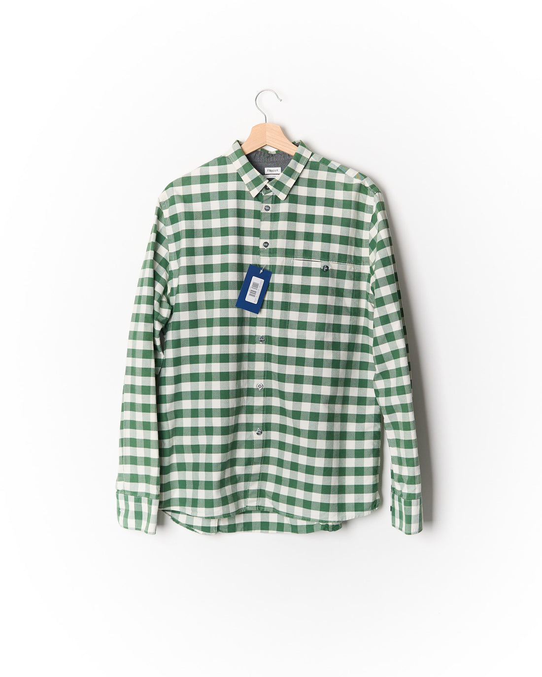 Filippa K Green and White Checkered M. Paul Oxford Check Cotton Shirt