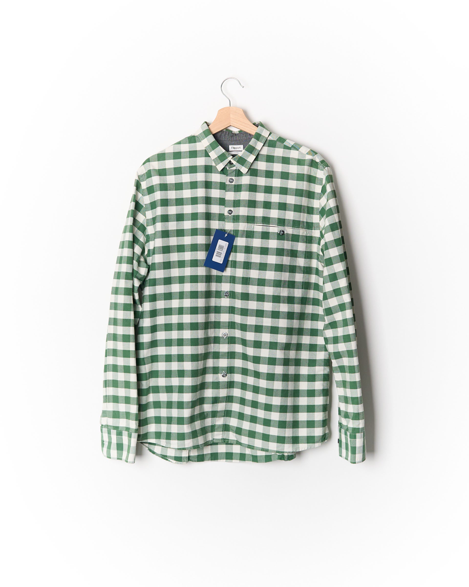 Filippa K Green and White Checked M. Paul Oxford Check Cotton Shirt