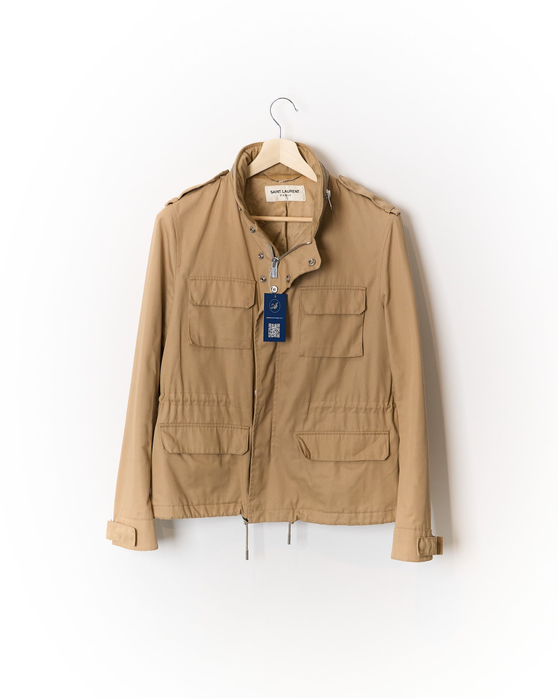 Saint Laurent Paris Camel Sand Safari Field Zip Jacket