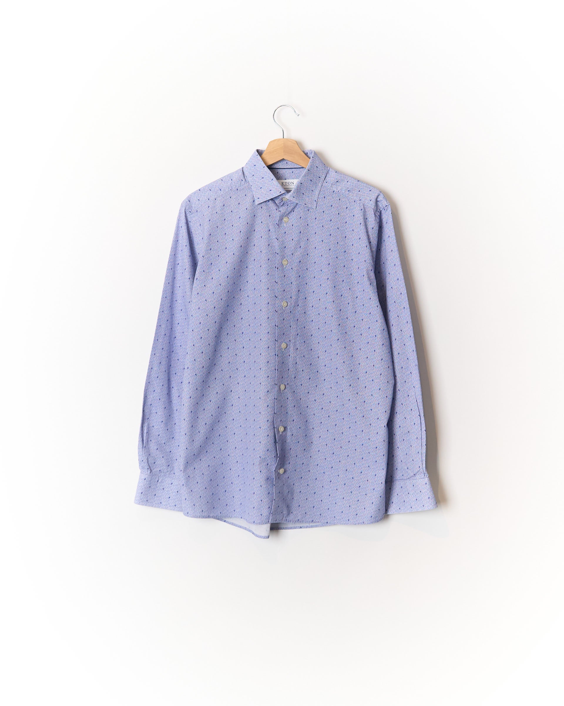 Eton Light Blue Paisley Contemporary Cotton Shirt