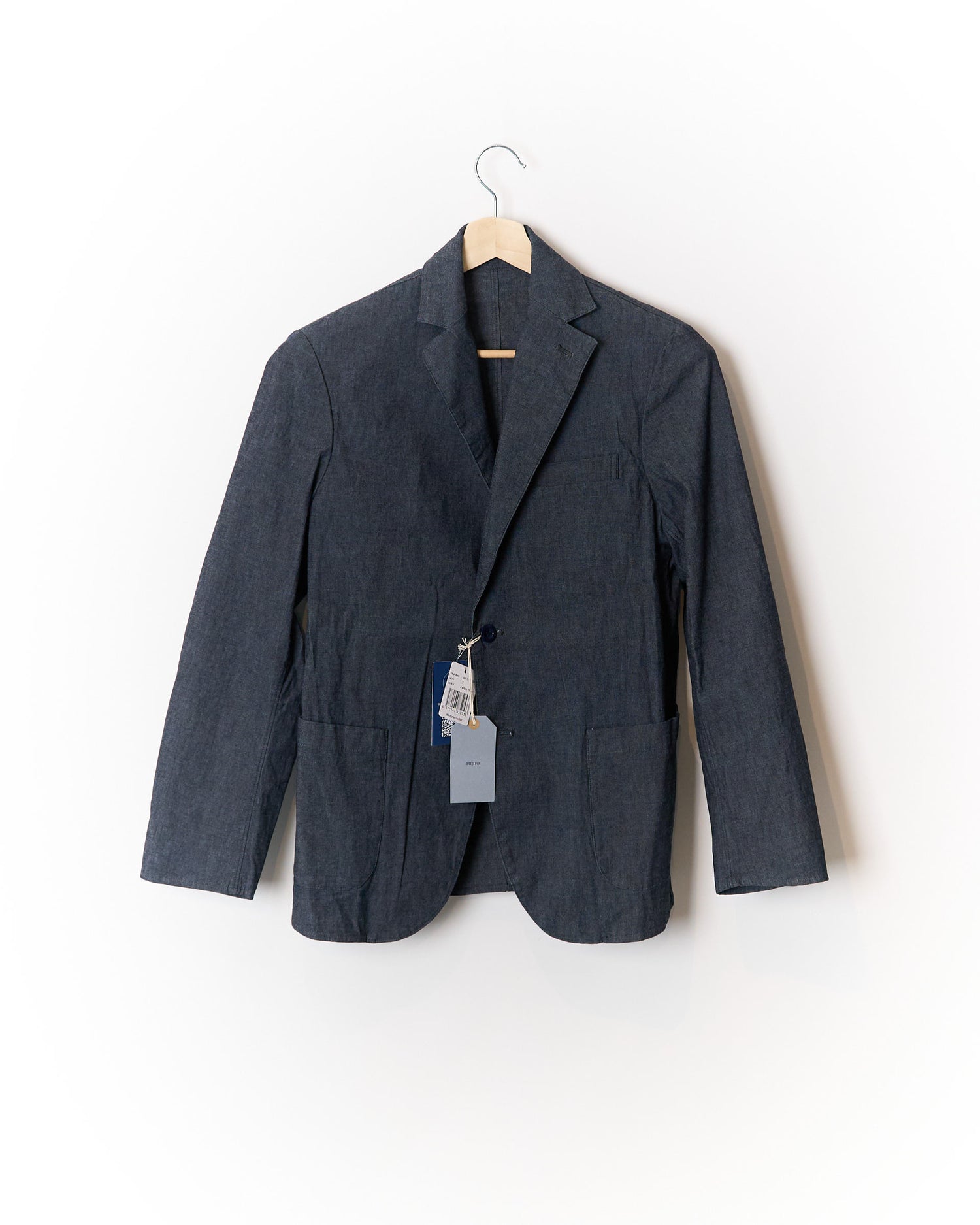 FUJITO Indigo Blue Unconstructed Cotton Blazer