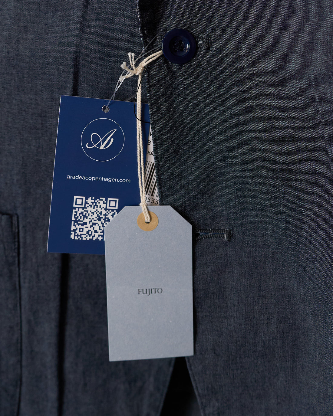 FUJITO Indigo Blue Unconstructed Cotton Blazer