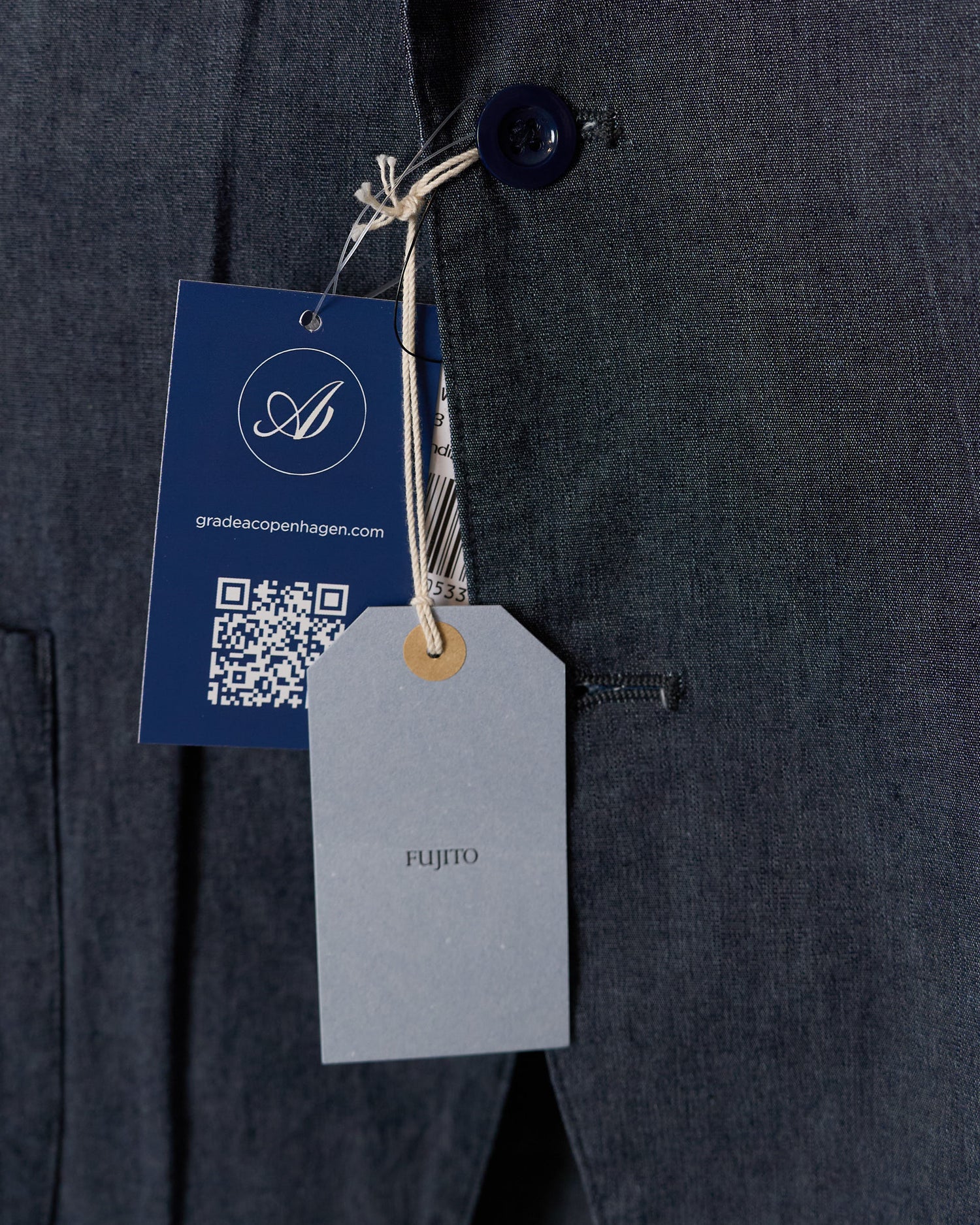 FUJITO Indigo Blue Unconstructed Cotton Blazer