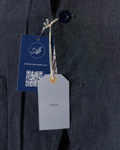 FUJITO Indigo Blue Unconstructed Cotton Blazer