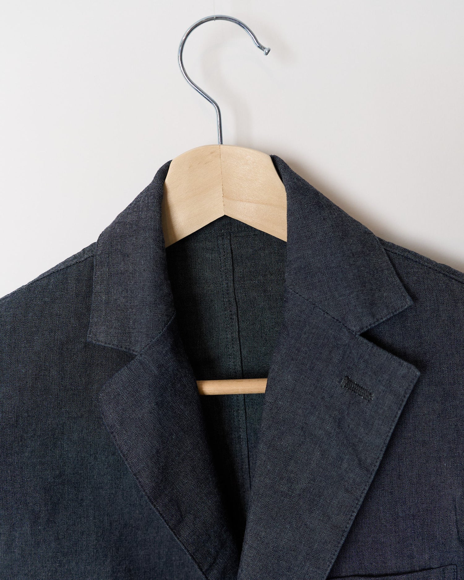 FUJITO Indigo Blue Unconstructed Cotton Blazer