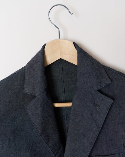 FUJITO Indigo Blue Unconstructed Cotton Blazer