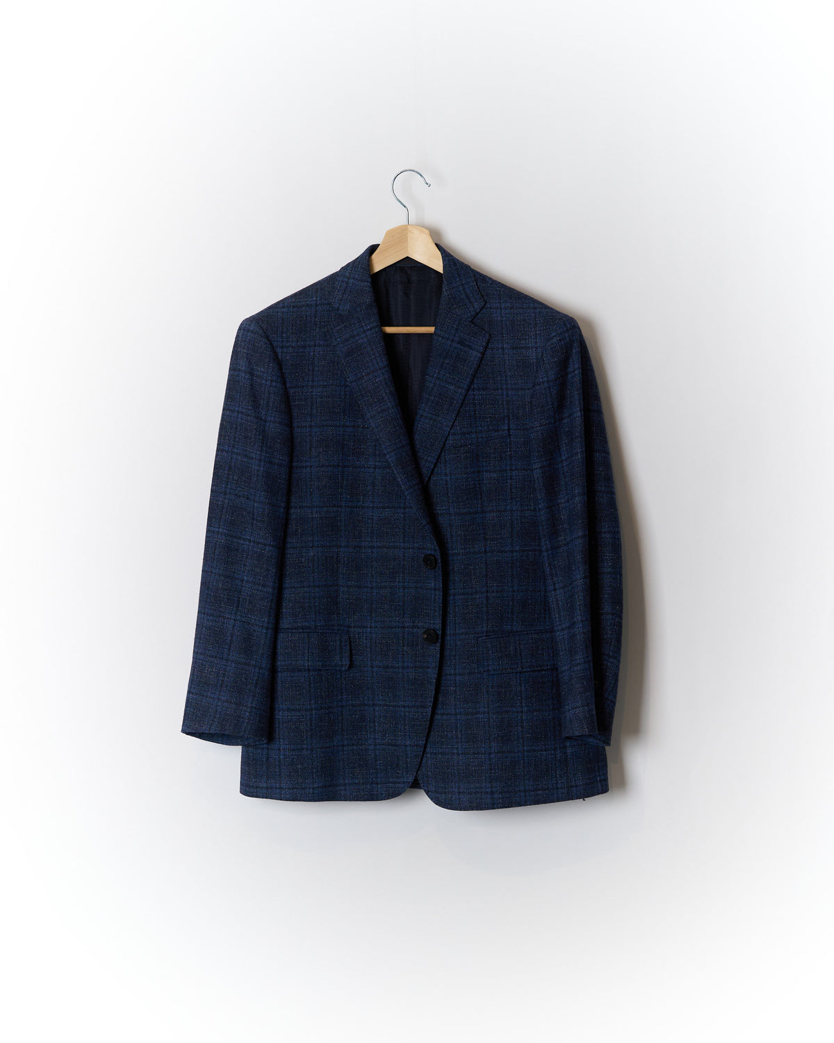 Pal Zileri LAB Dark Blue Checkered Wool, Cotton and Linen Sport Jacket Blazer