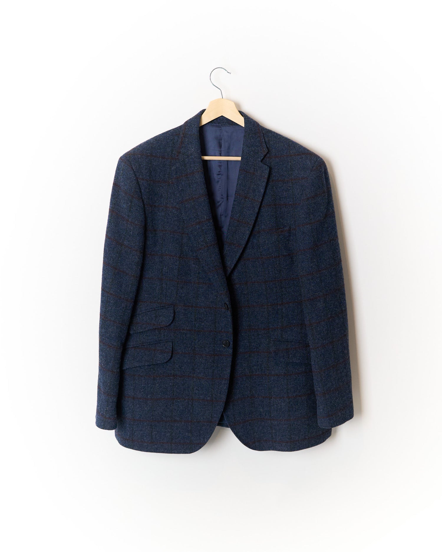 Charles Tyrwhitt Navy Checkered Yorkshire Tweed Sport Jacket Wool Blazer