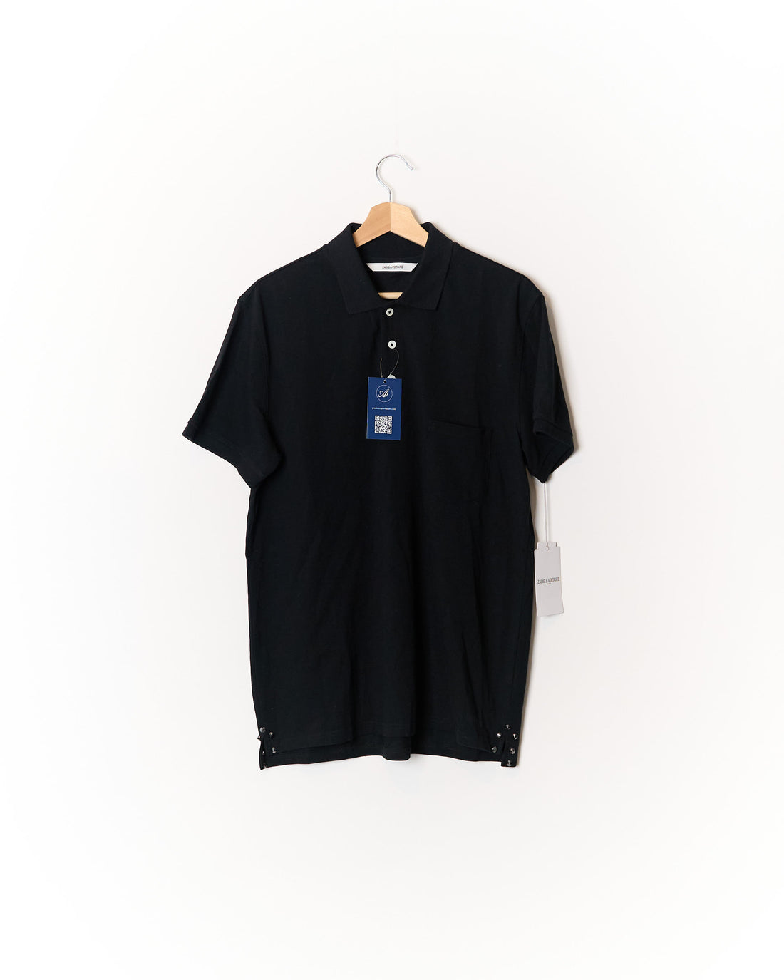 Zadig &amp; Voltaire Black Trot Studs Kurzärmeliges Baumwoll-Polo-Shirt