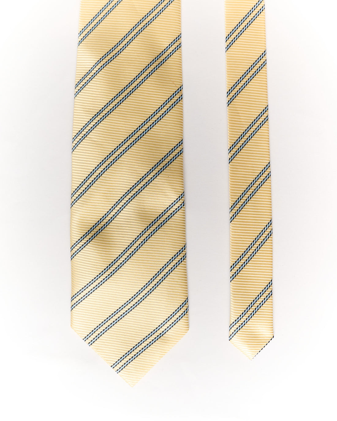 Ermenagildo Zegna Yellow and Light Blue Striped Silk Tie