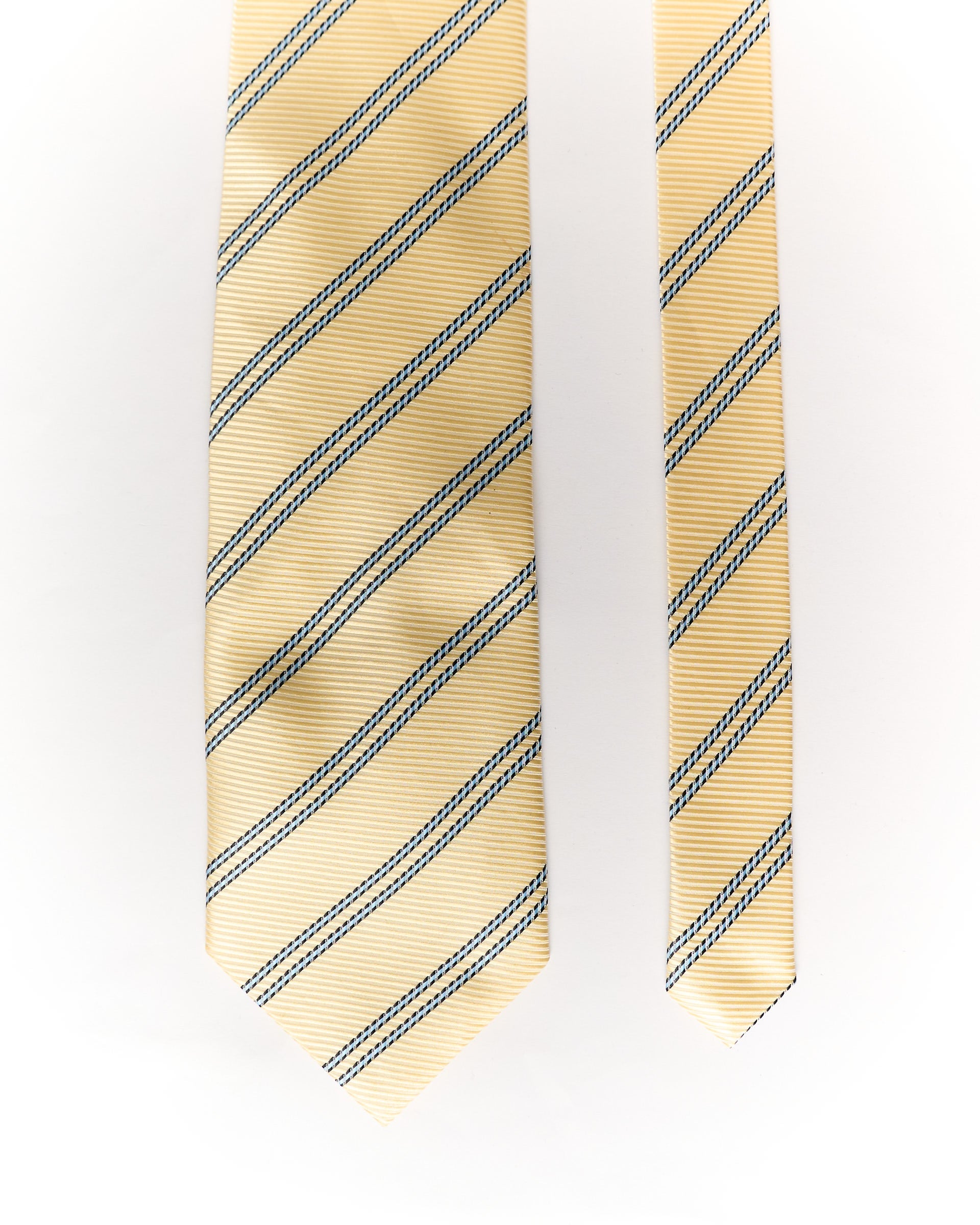 Ermenagildo Zegna Yellow and Light Blue Striped Silk Tie