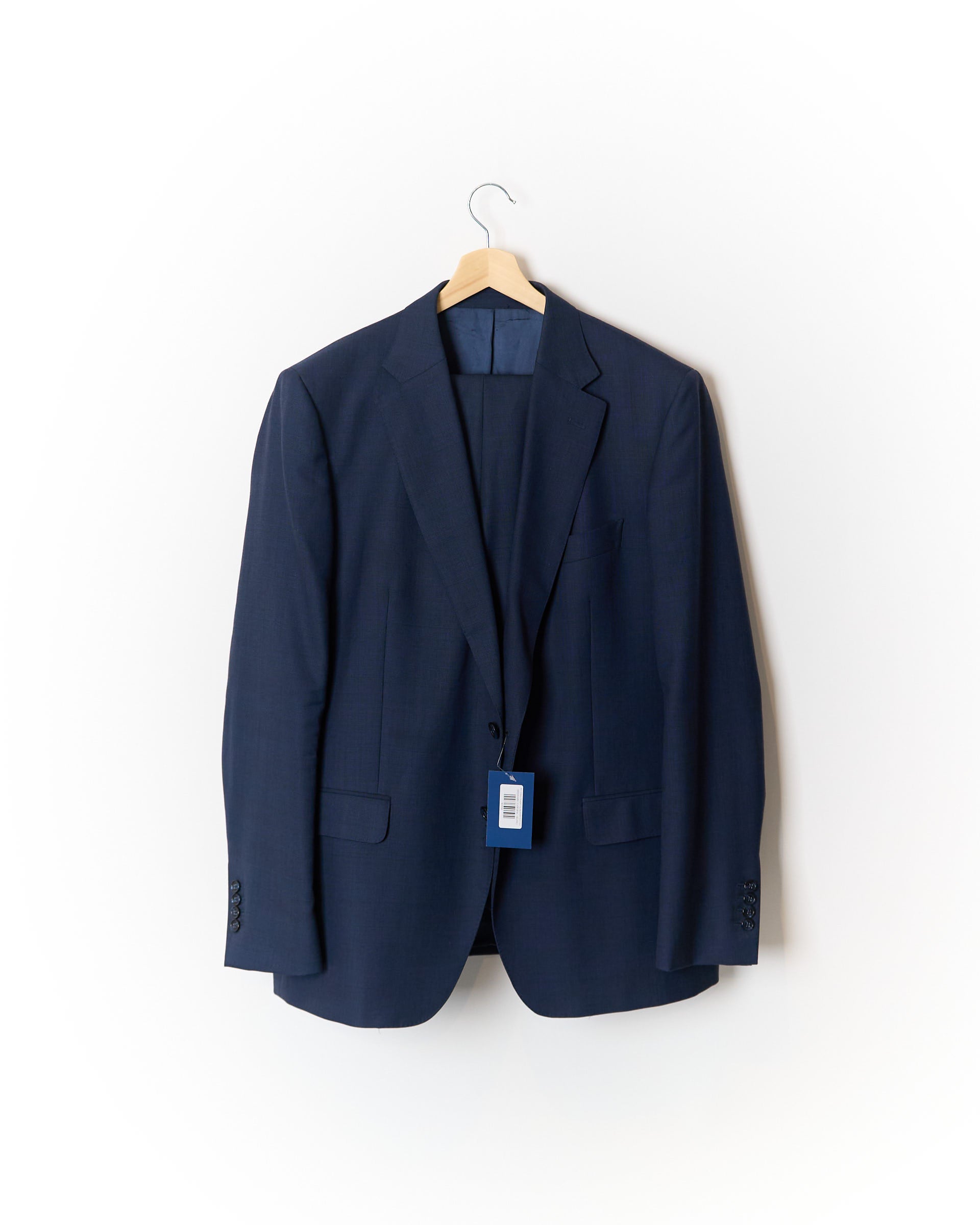 Mond Navy Karierter Anzughose mit geradem Bein und verstellbarer Passform