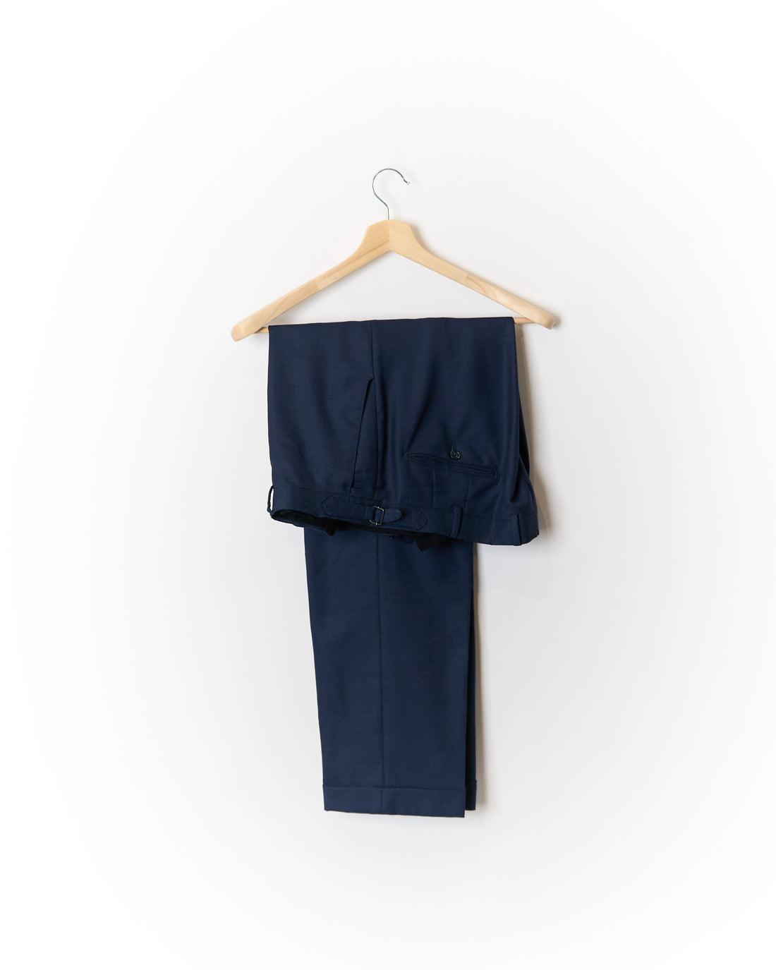 Mond Navy Checkered Straight Leg Adjustable Pants Suit