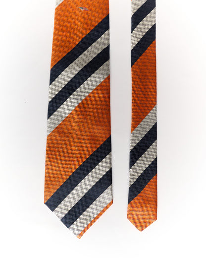 Gant Orange, Nvy and Grey Striped Silk Tie