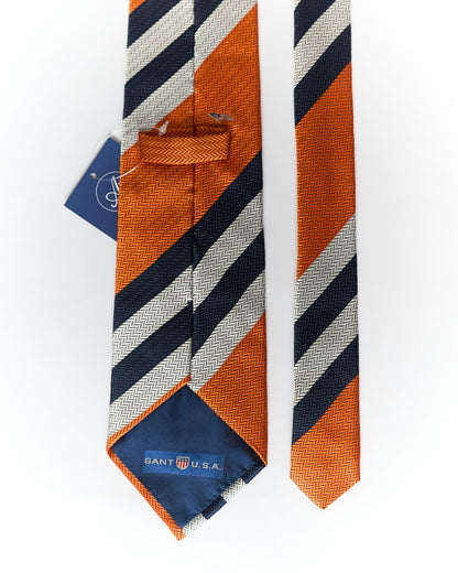 Gant Orange, Nvy and Grey Striped Silk Tie