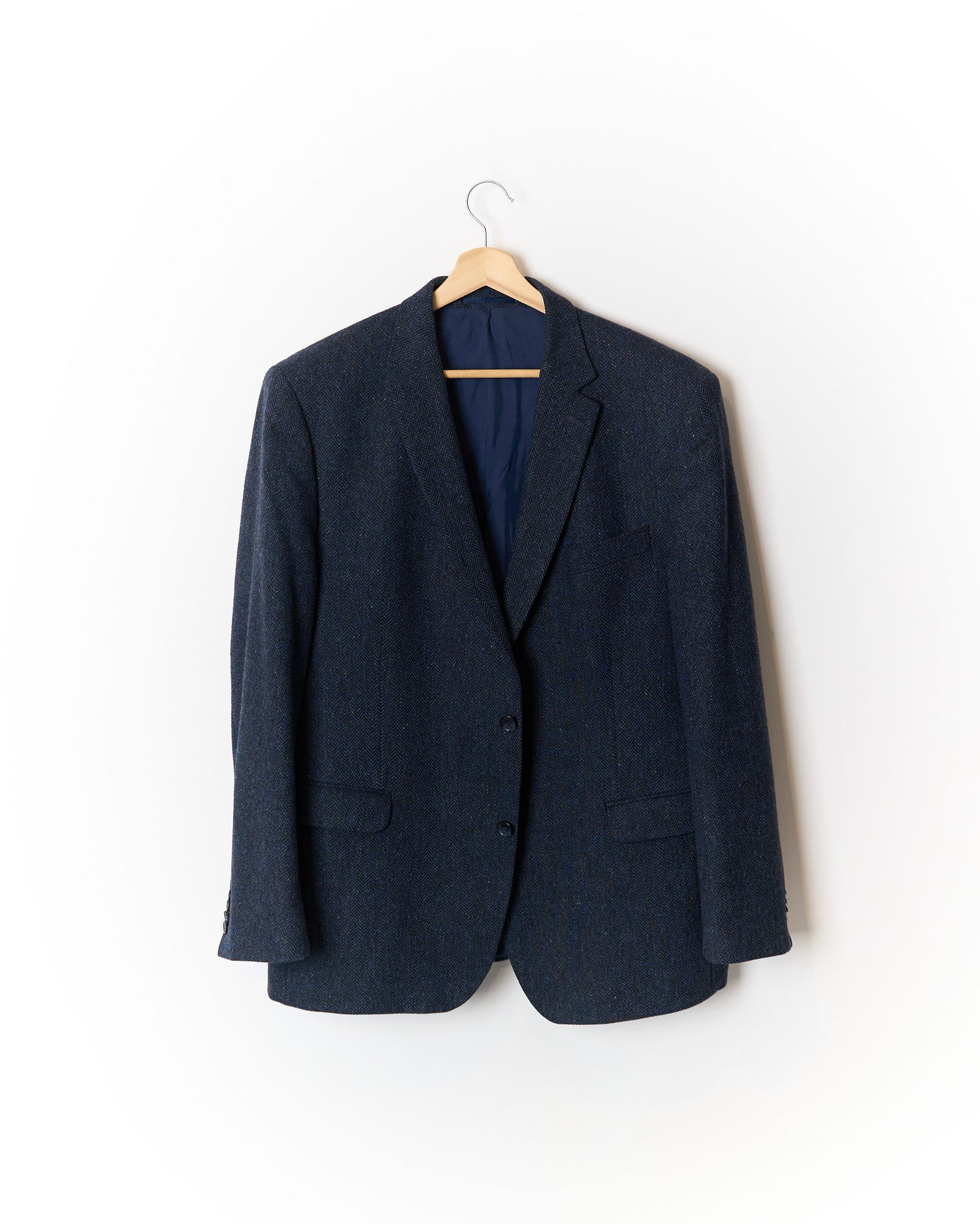 Tom Rusborg Navy Herringbone Sport Jacket Wool Blazer