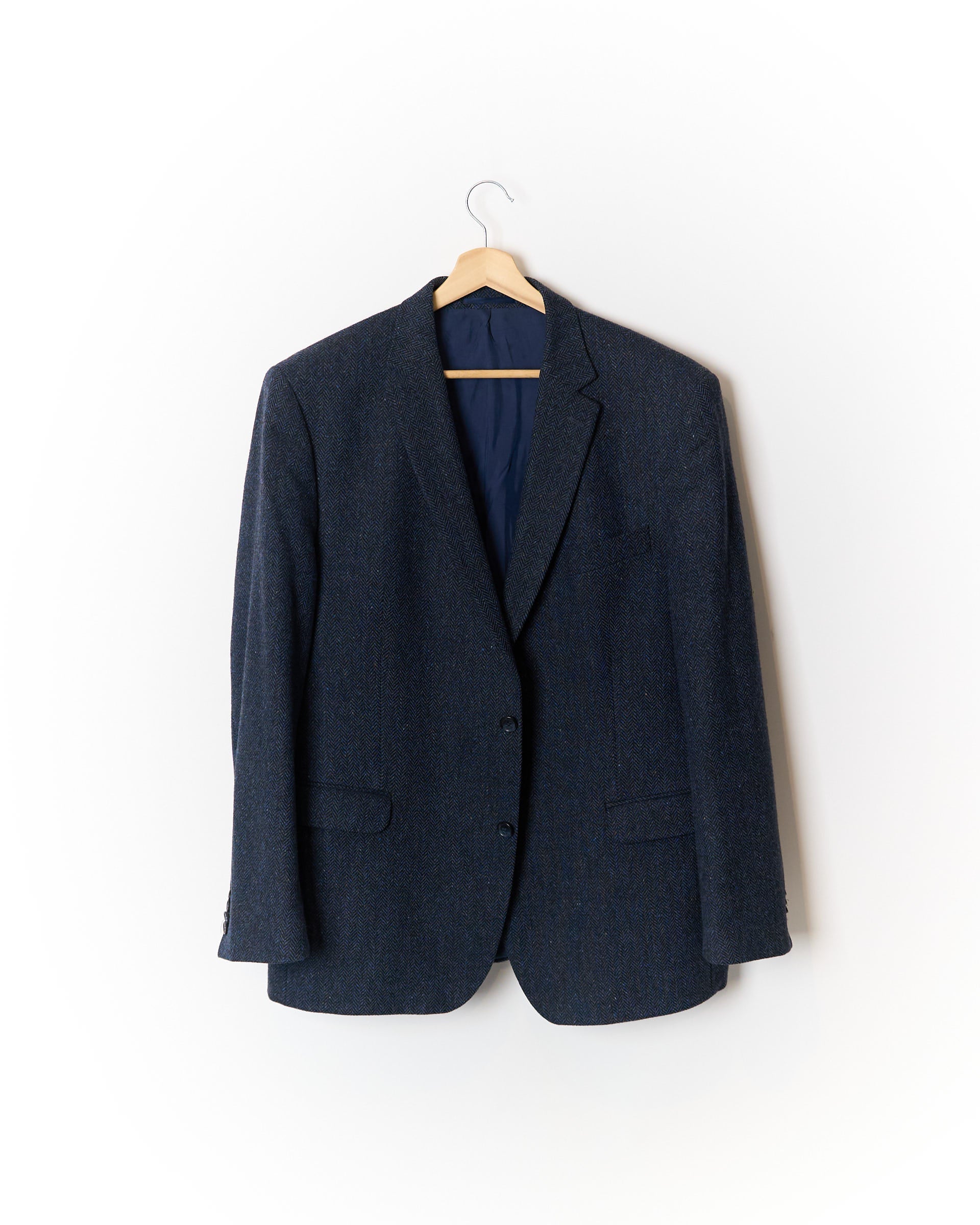 Tom Rusborg Navy Herringbone Sport Jacket Wool Blazer