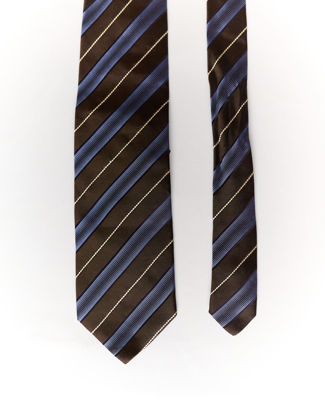 Hugo Boss Brown and Blue Striped Silk Tie
