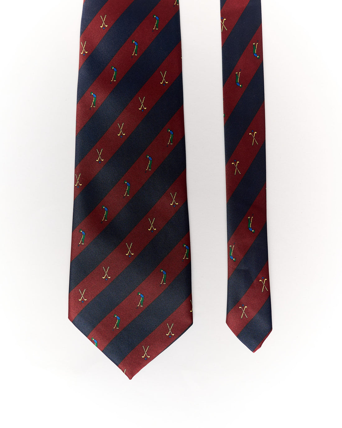 René Chagal Navy and Red Striped Golf Motif Silk Tie