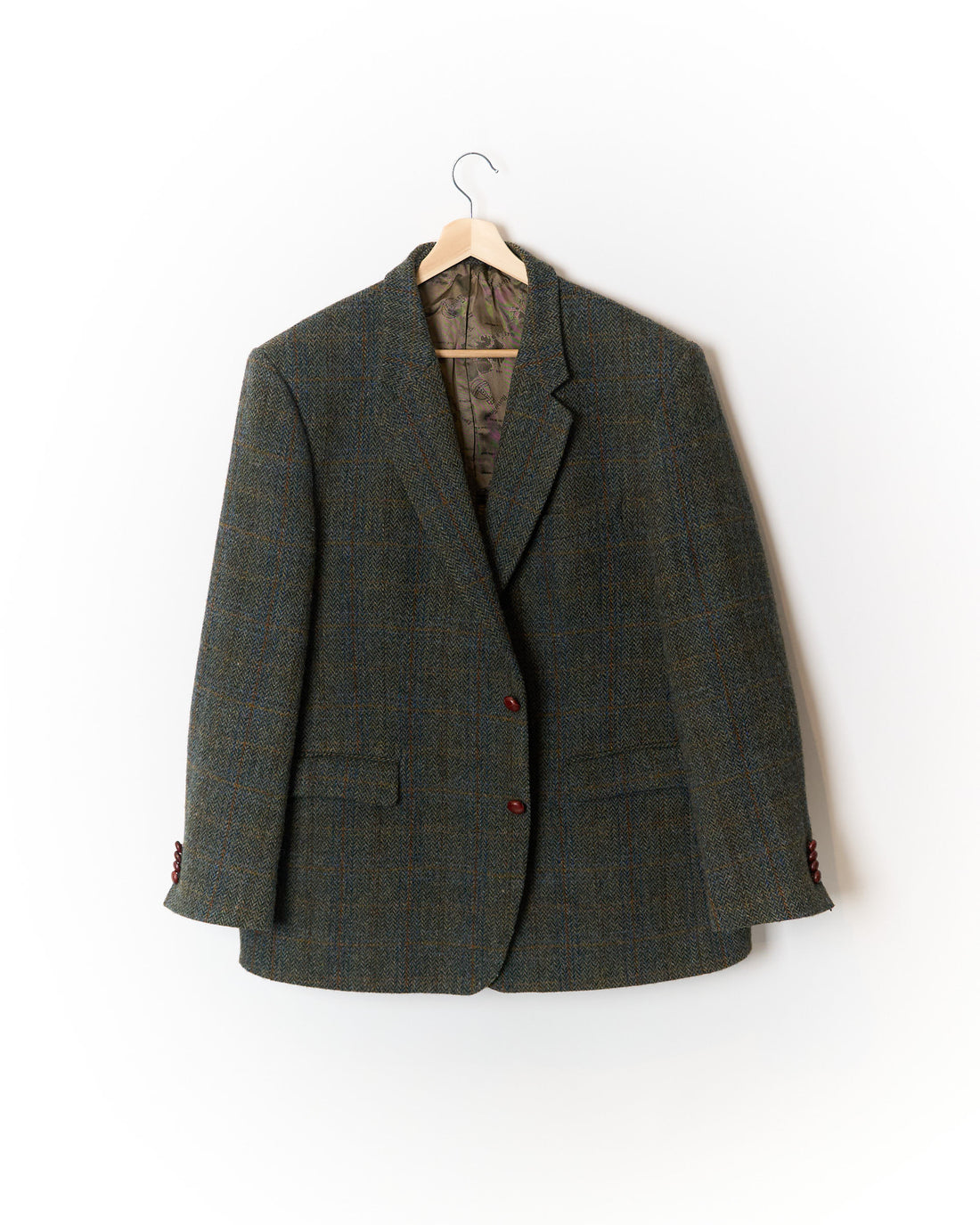 Peter James Dark Green Herringbone Hand Woven Harris Tweed Sport Jacket Wool Blazer
