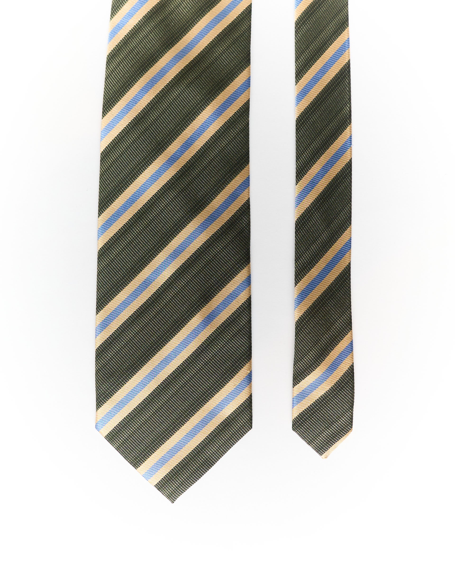 Lupo Da Vincy Business Green, Yellow and Blue Striped Silk Tie