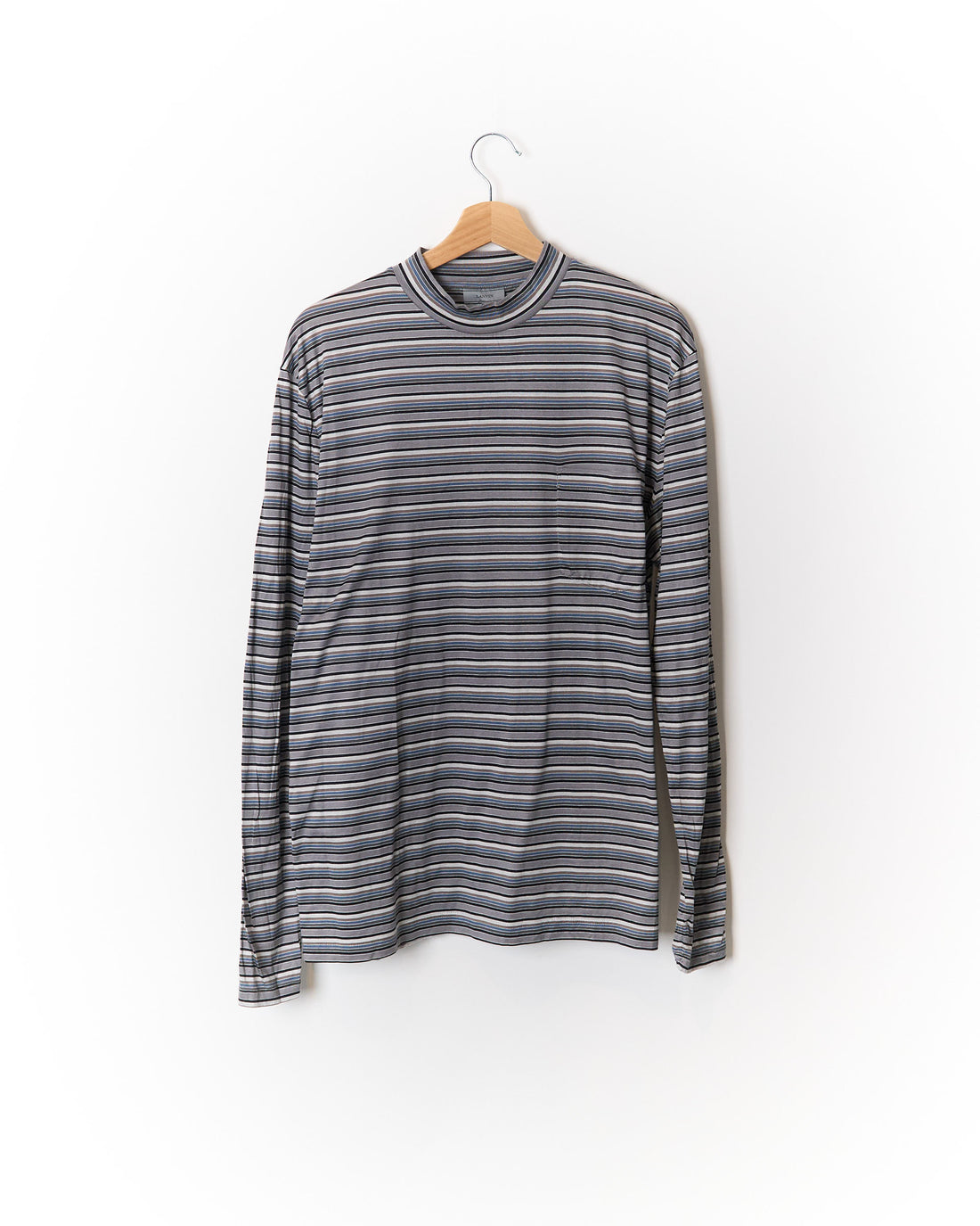 Lanvin Grey, blue and Brown Long Sleeved Mock Neck T-Shirt