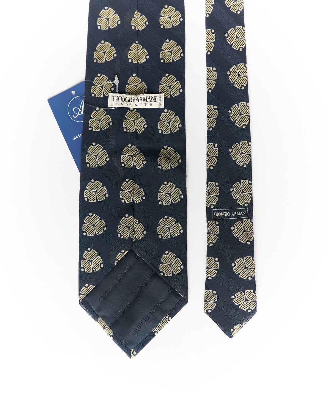 Giorgio Armani Marineblaue Vintage-Seidenkrawatte