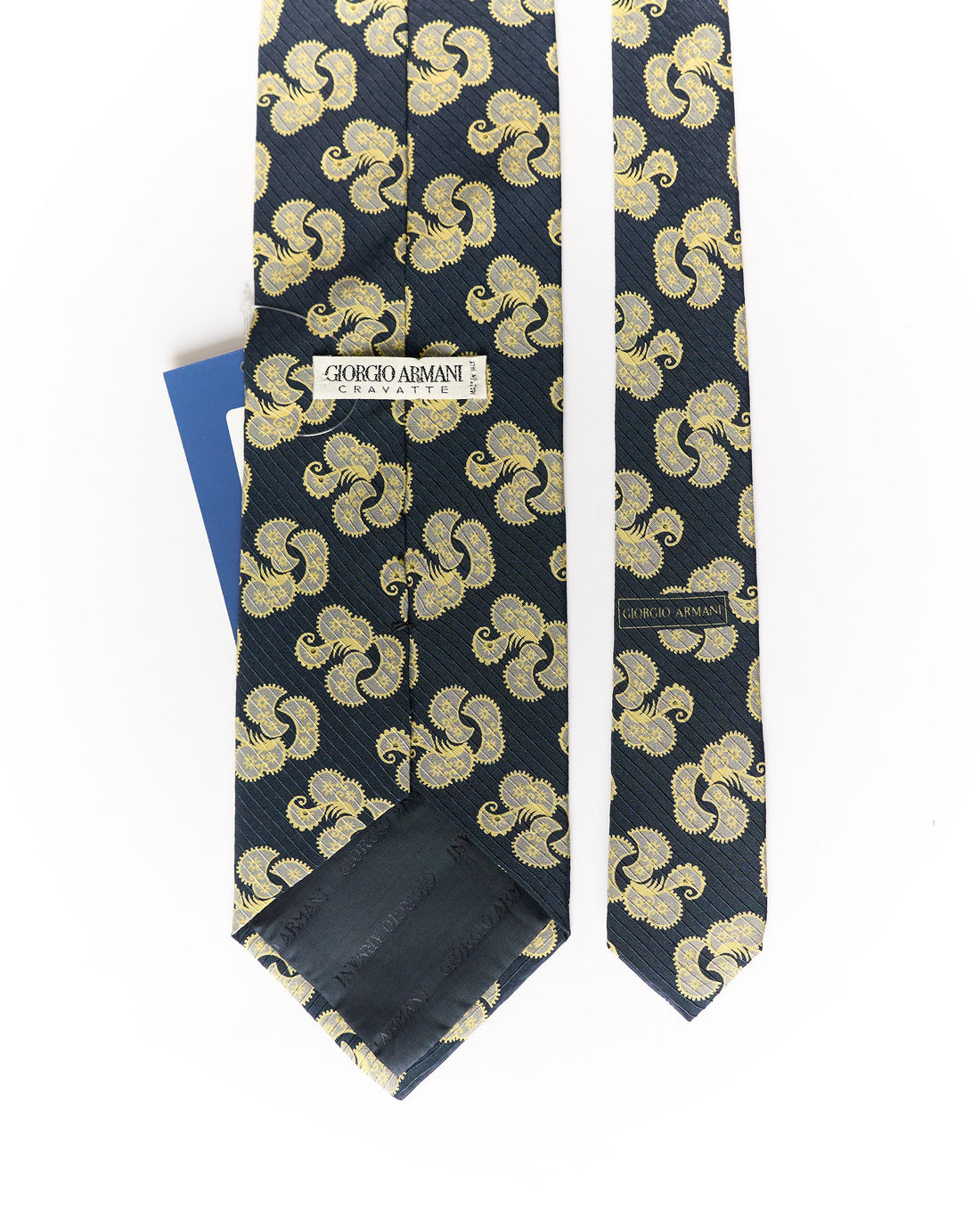 Giorgio Armani Marineblaue Paisley-Seidenkrawatte