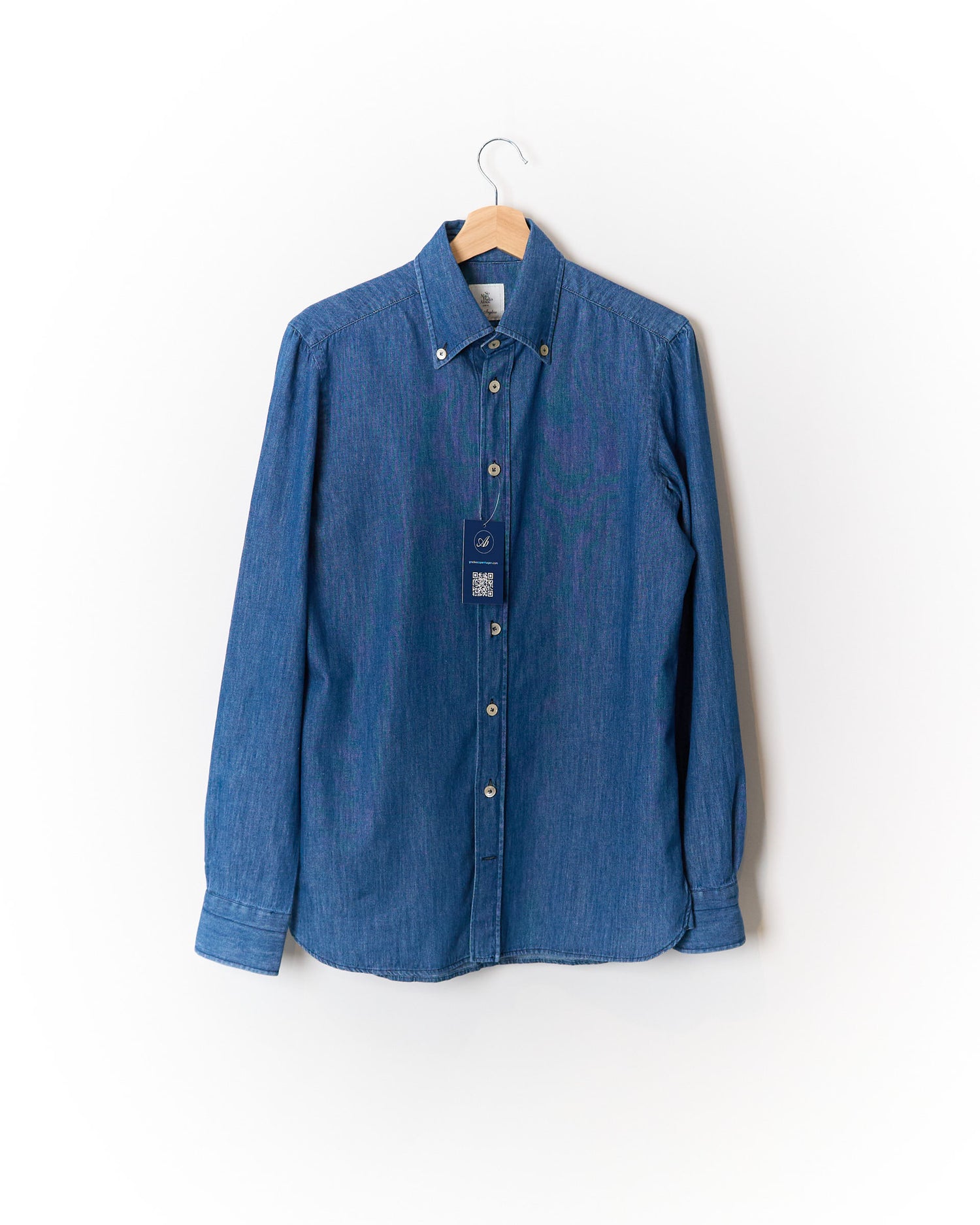 No Man Walks Alone by G. Inglese Button-Down Denim Shirt