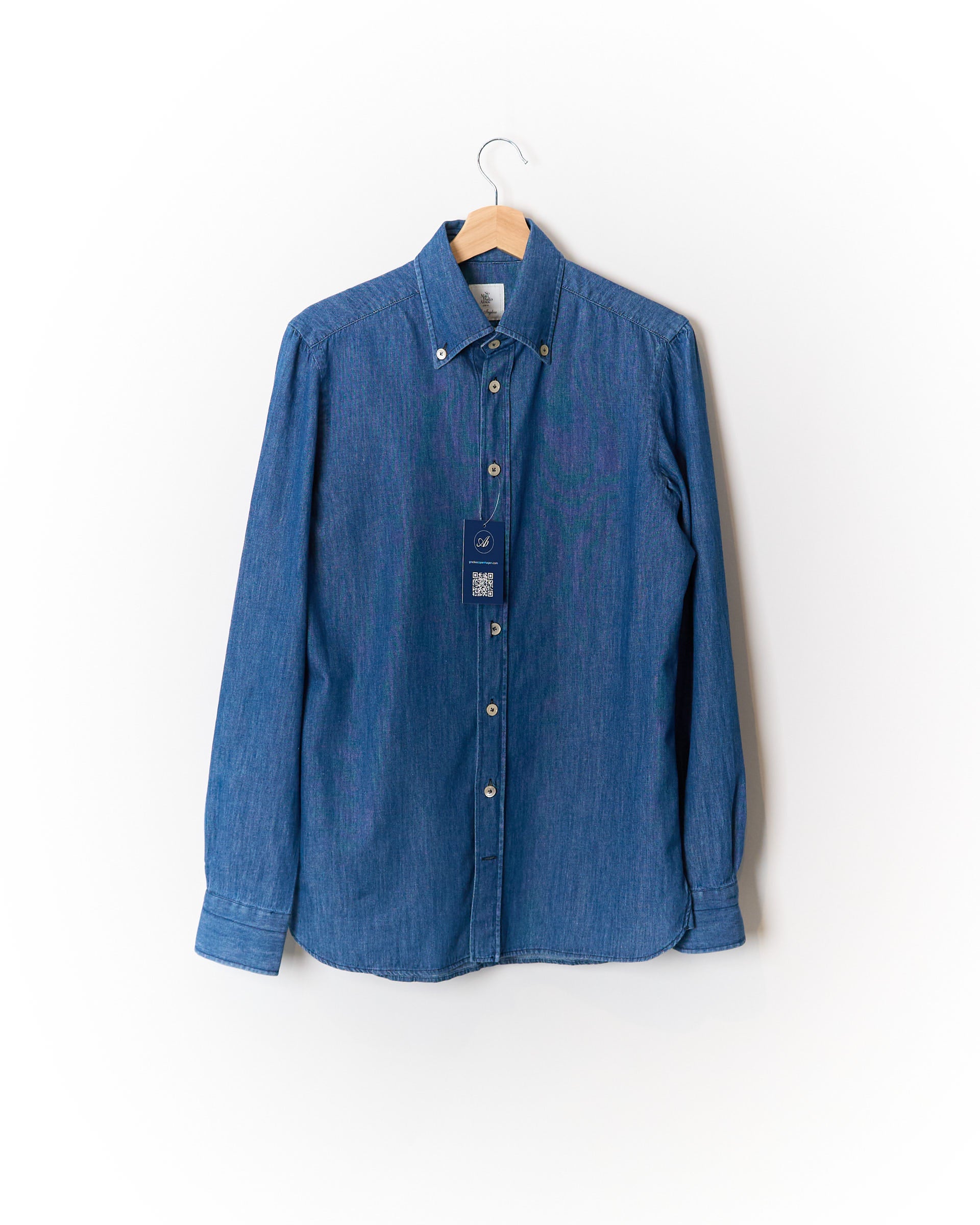 No Man Walks Alone by G. Inglese Button-Down Denim Shirt