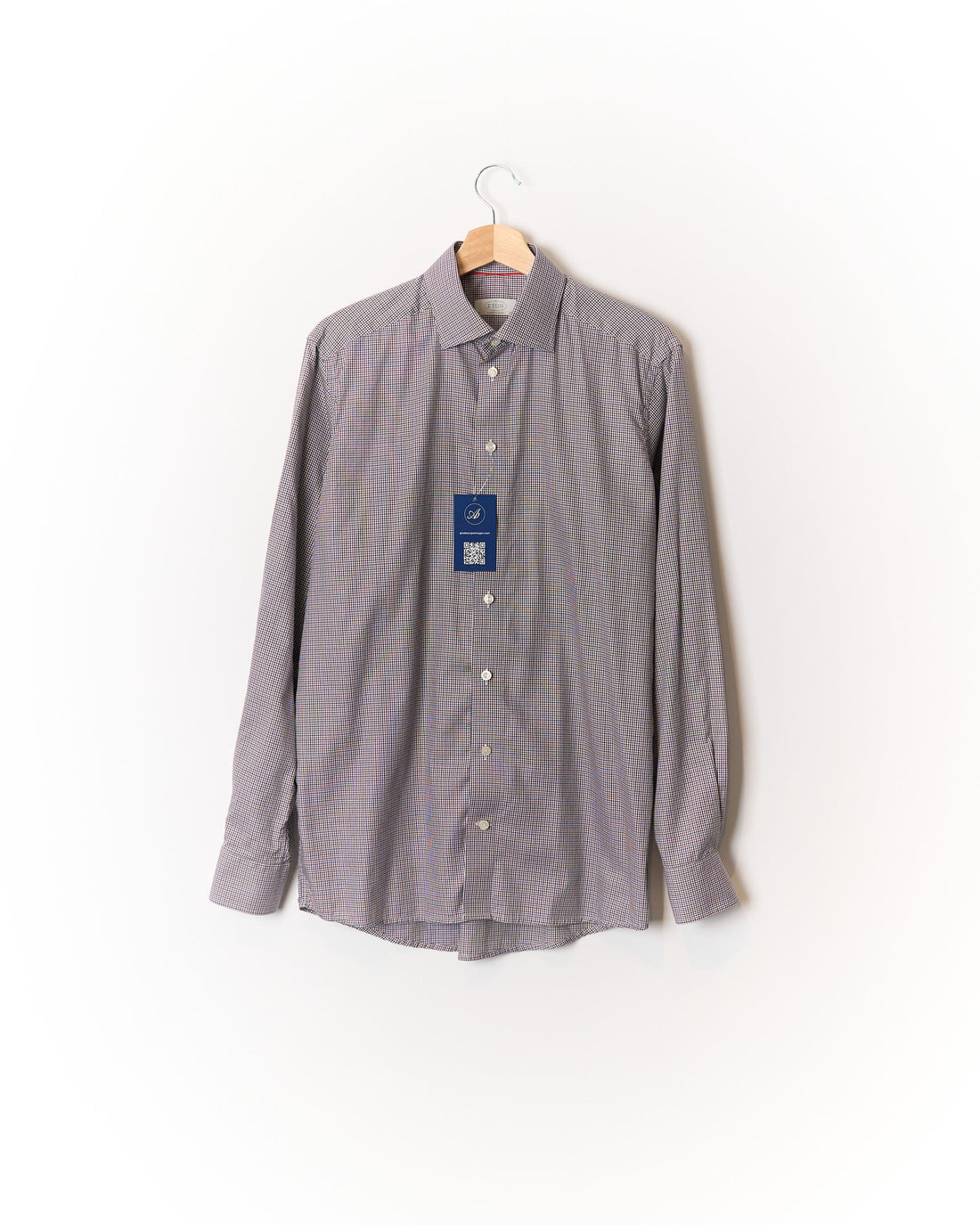 Eton Brown, White and Navy Checkered Contemporary Cotton Shirt