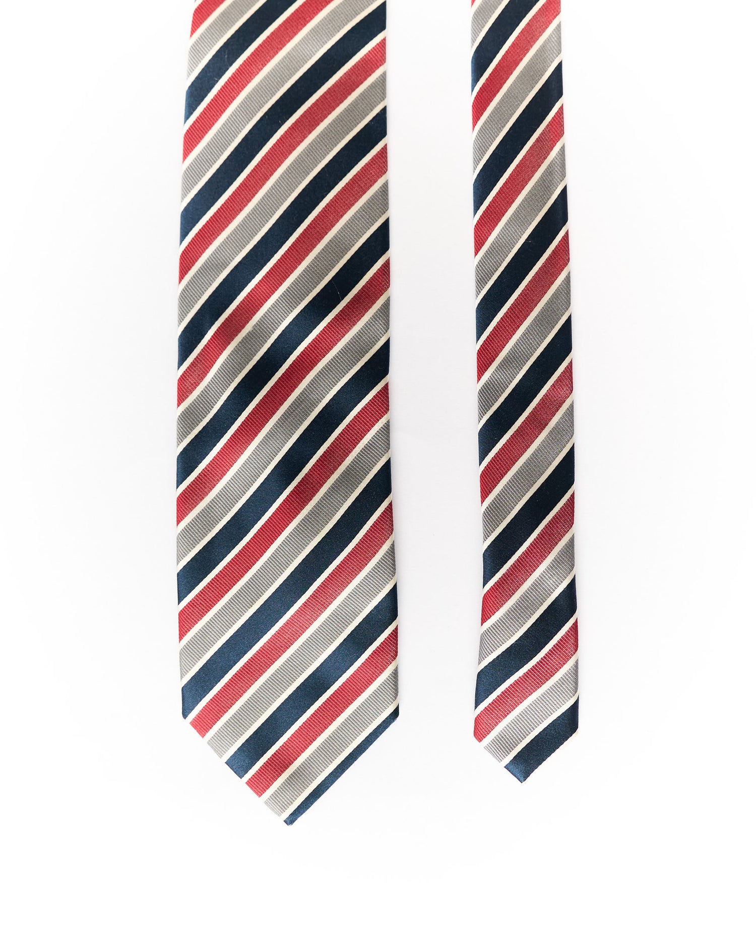 Pierre Cardin Red, Navy and Grey Striped Silk Tie