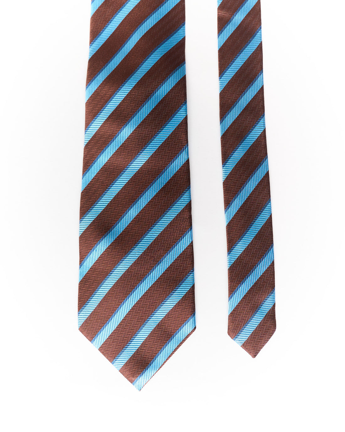 Pierre Cardin Brown and Blue Striped Silk Tie