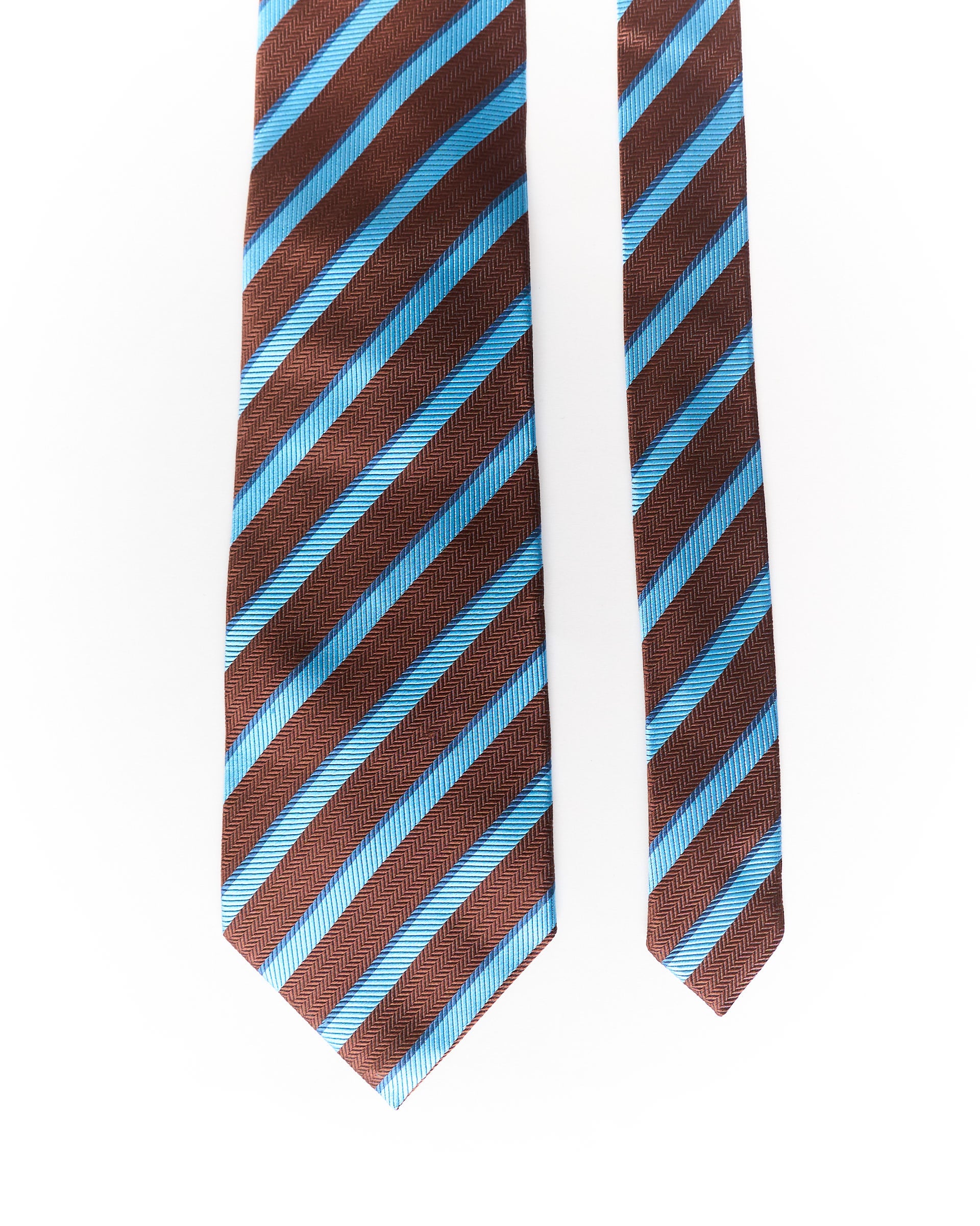 Pierre Cardin Brown and Blue Striped Silk Tie