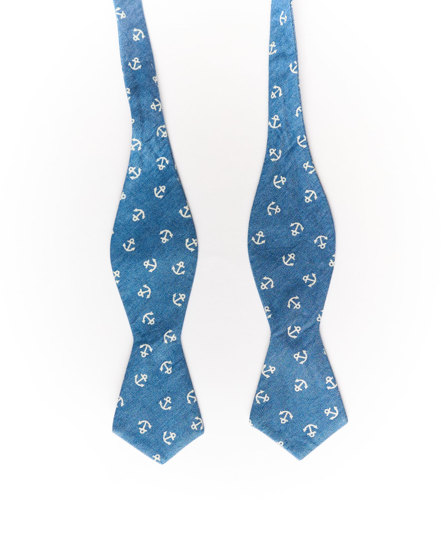 Bohemian Revolt Blue Anchor Print Cotton Self-Tie Bow Tie