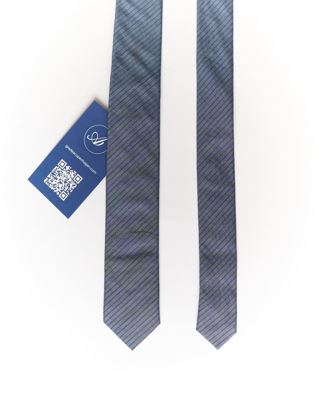 Junk de Luxe Blue and Grey Striped Slim Tie