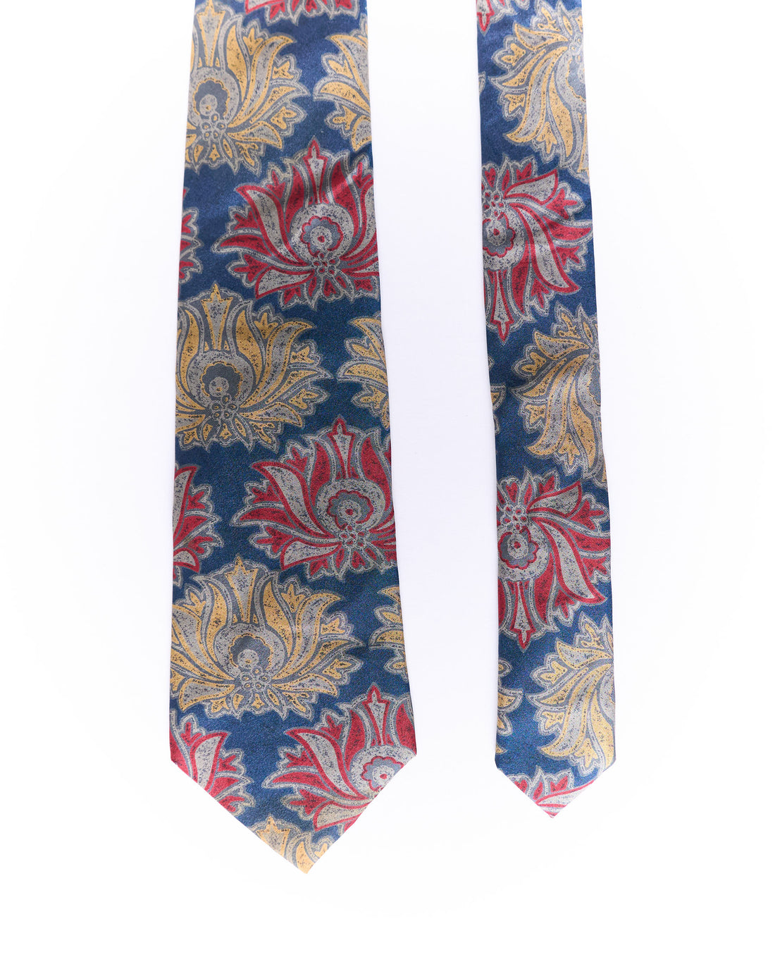 Christian Dior Monsieur Navy, Red and Beige Flower Print Silk Tie