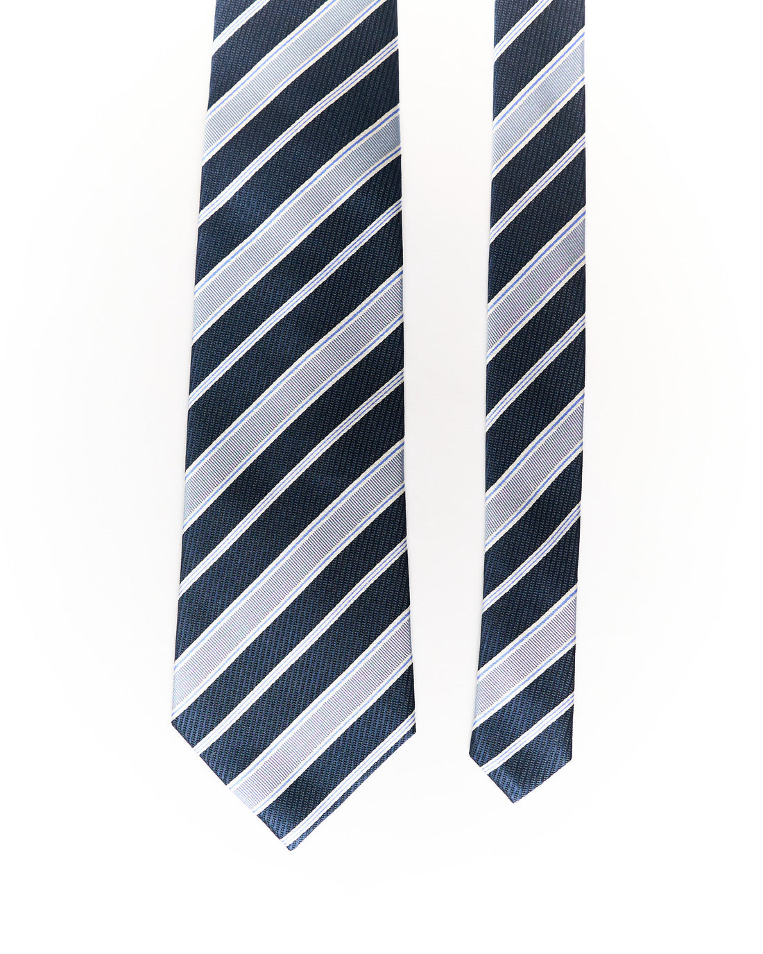 Enrico Mori Navy and Light Blue Striped Silk Tie