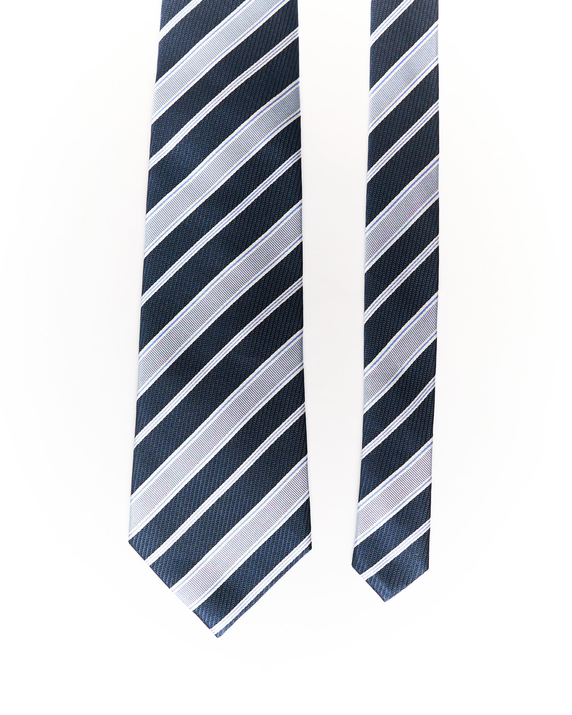 Enrico Mori Navy and Light Blue Striped Silk Tie