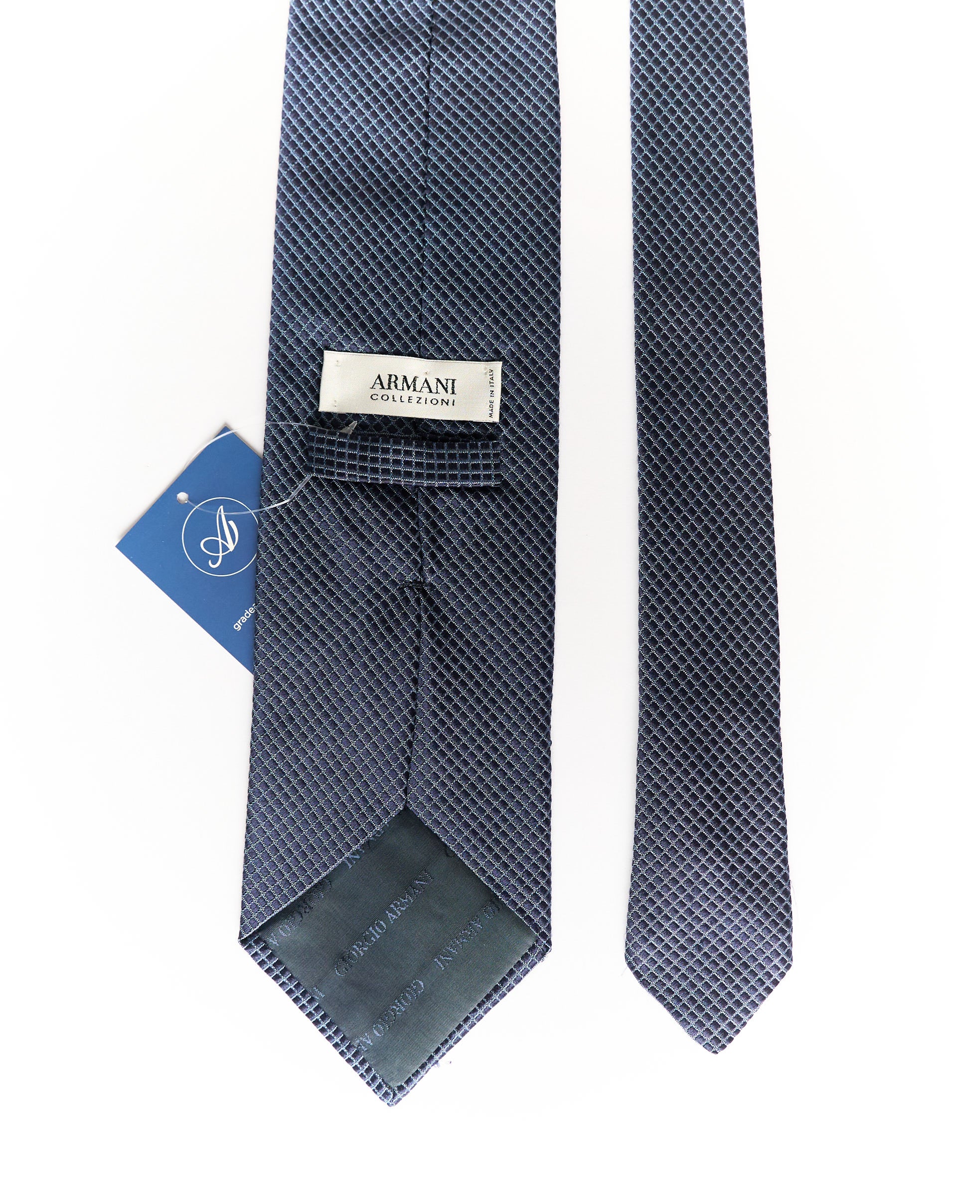 Armani Dark Blue Checkered Silk Tie