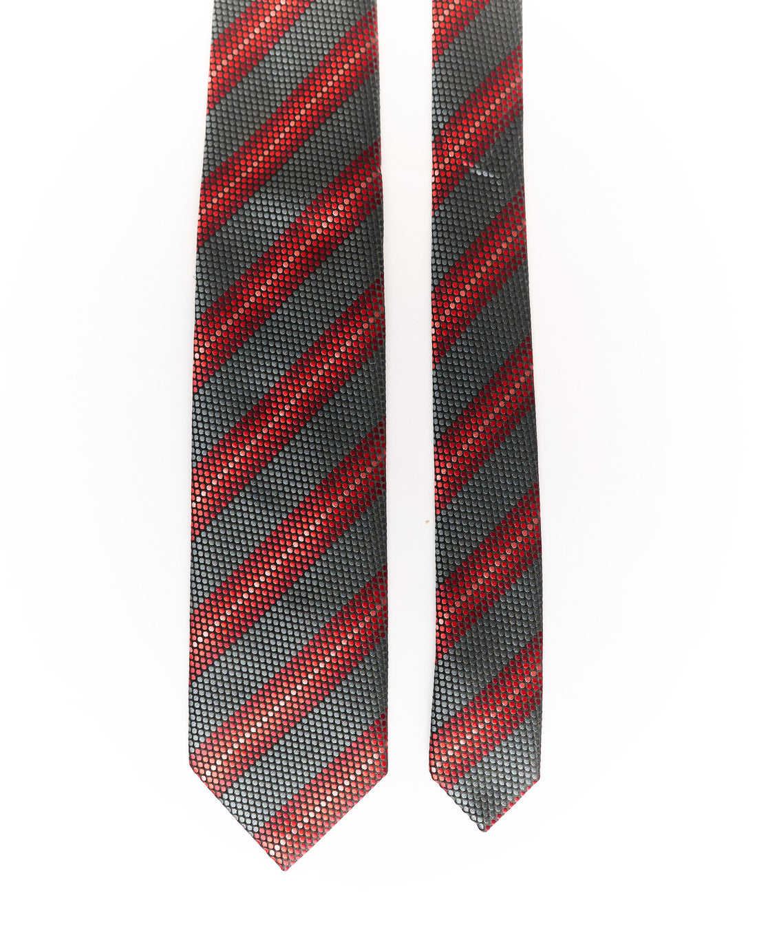Portia Red and Gray Striped Tie