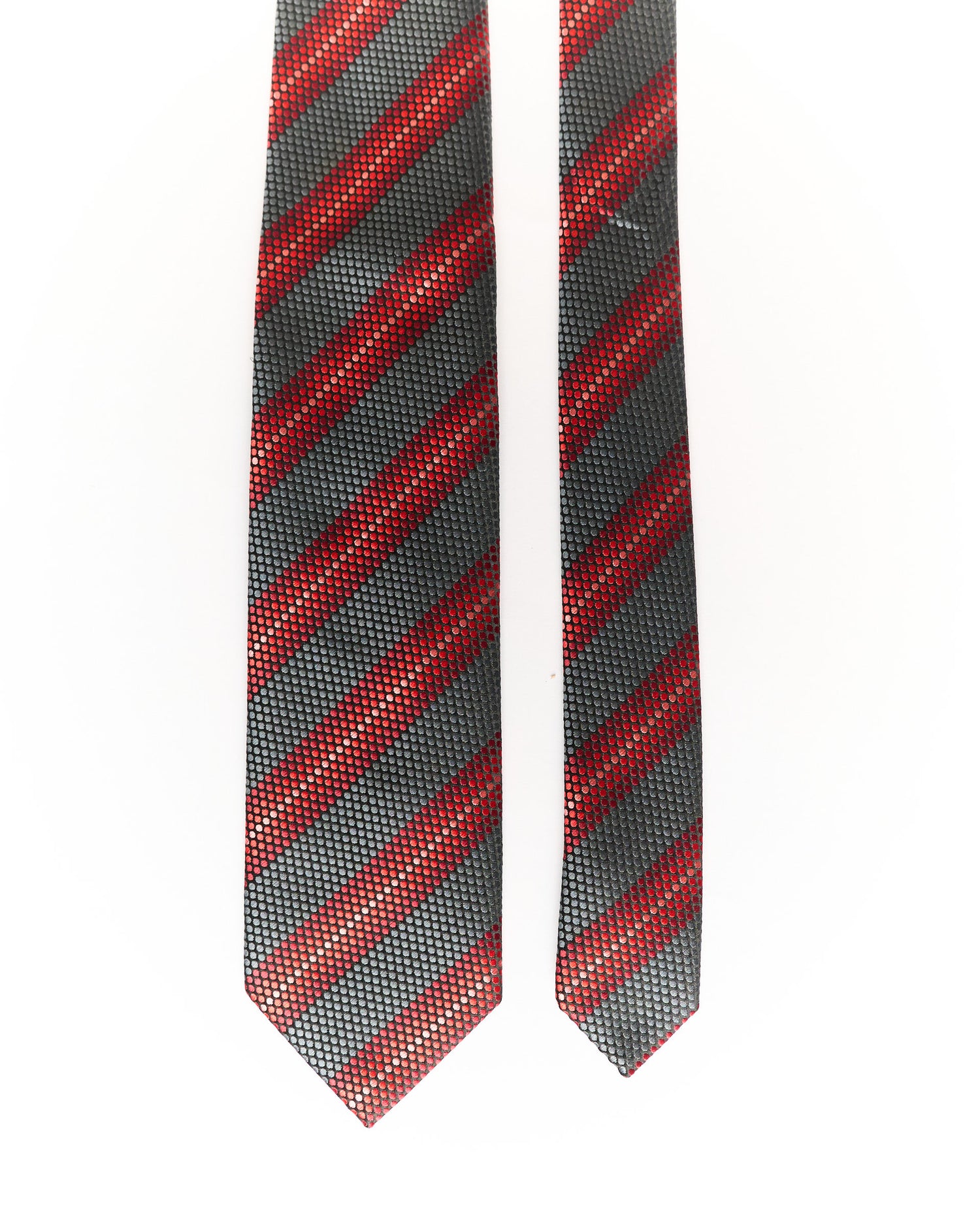 Portia Red and Grey Striped Tie