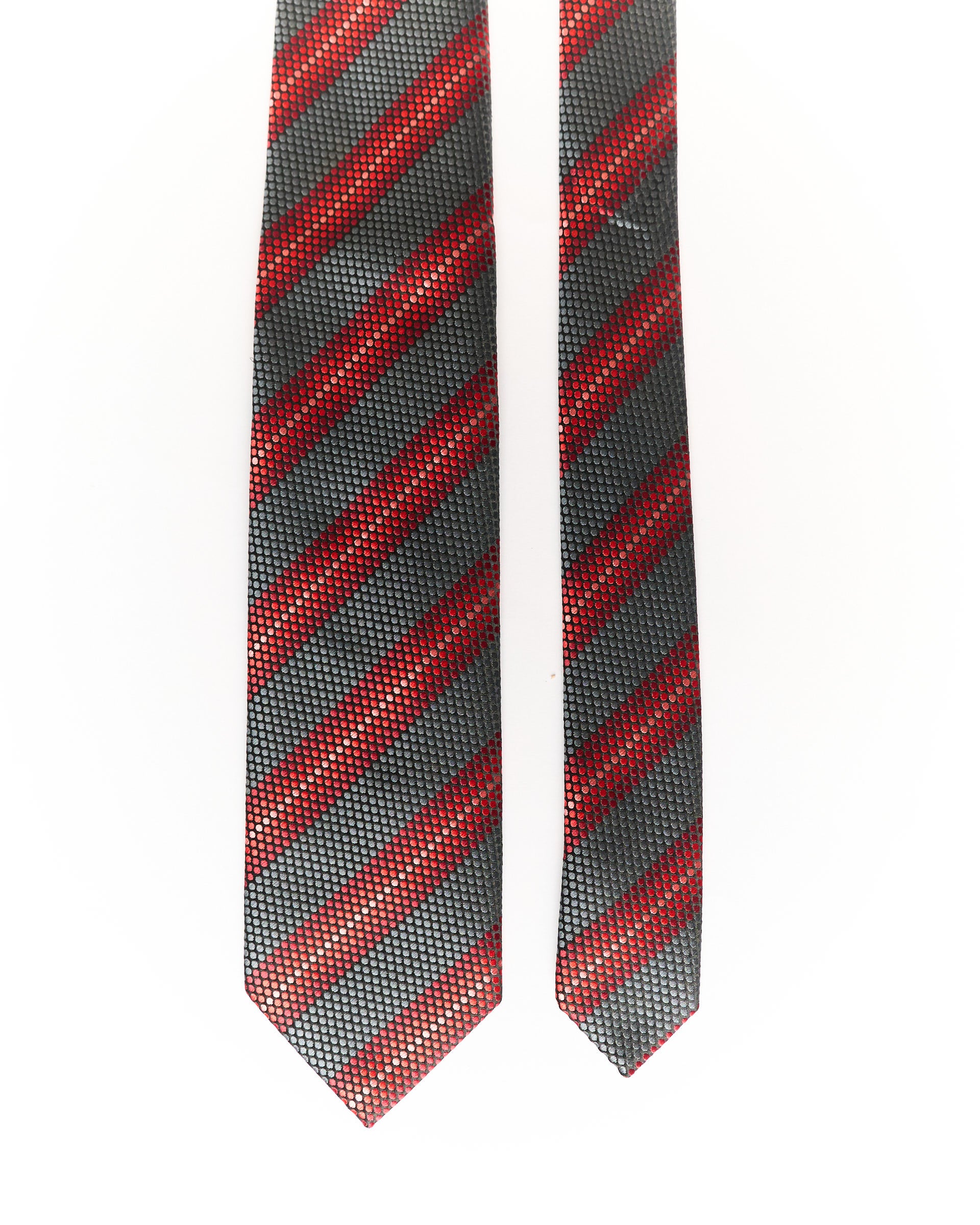 Portia Red and Grey Striped Tie