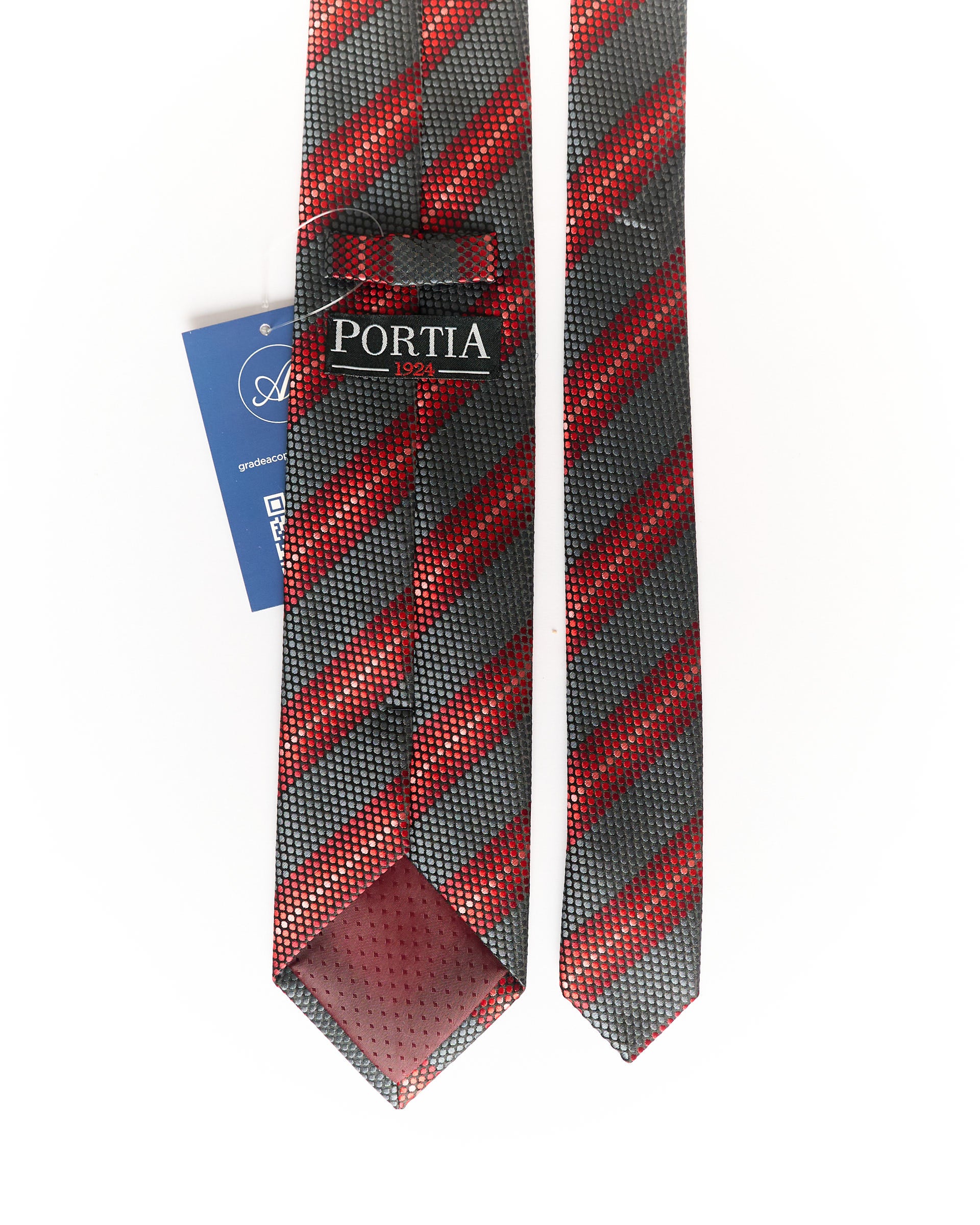 Portia Red and Grey Striped Tie