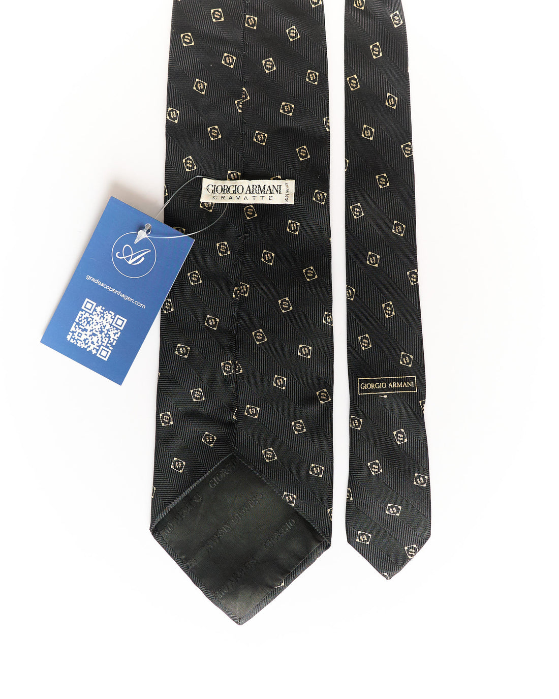 Giorgio Armani Black Sqaure Dotted Silk Tie
